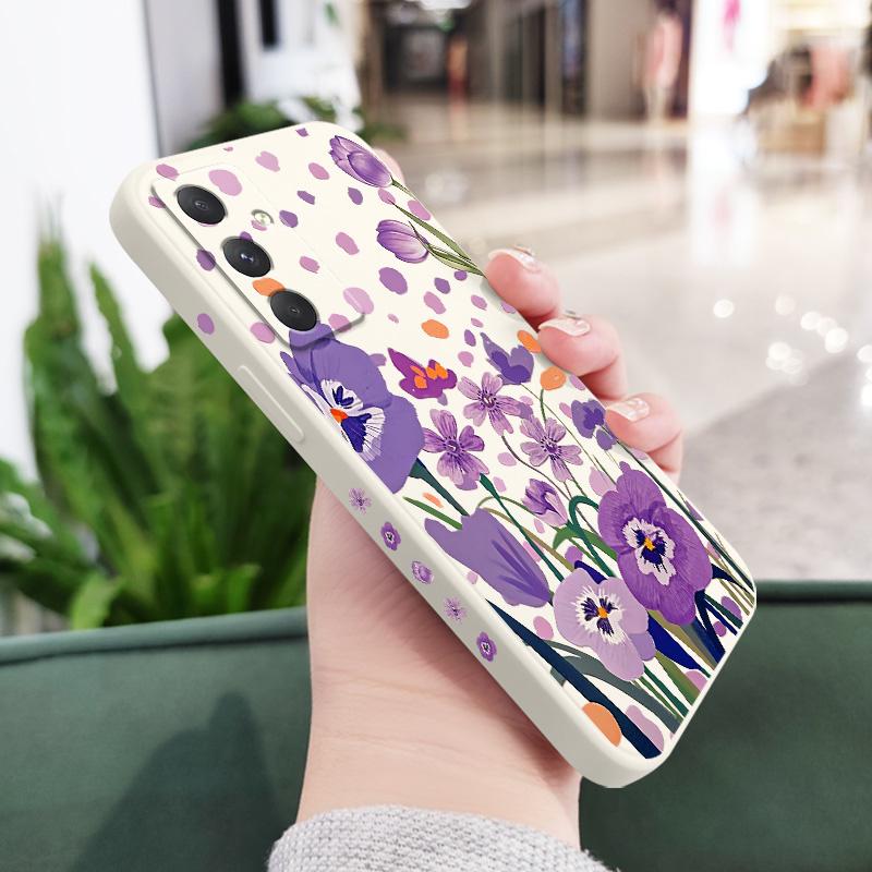 Фиолетовый чехол-брелок Тюльпан для Samsung Galaxy A37 A57 Жидкий силиконовый чехол