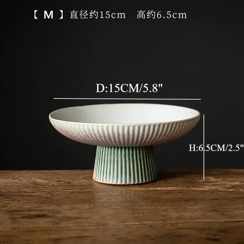 Бытовая винтажная фруктовая тарелка керамический поднос для закусок японская высокая подставка тарелки для ужина с орехами гостиная конфетница кухонные аксессуары