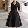 Temperament Waist Cinching Dress Slimming and Elegant Long Sleeved Long Skirt Women's Clothing