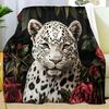 Leopard Print Blanket,Wild Animal Cheetah Throw Blanket,Flower Fleece Blanket for Couch Bed Sofa,Soft Warm Fuzzy Flannel Blanket
