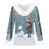Women's Fashion Casual Long Sleeve V-Neck Christmas Printed Plush Top