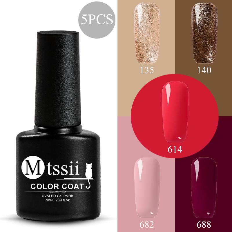 Mtssii 7ml Semi Permanent 3D Soak Off UV Gel Polish Set for Manicure Hybrid Nail Art Decoration