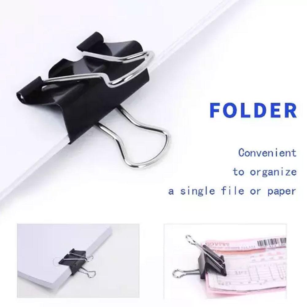 24 шт. Скрепки для бумаг 32 мм, металлические складные зажимы, черные зажимы для школьных документов, офисные, J1I2