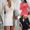 Women's Mini Casual Dress Dress Sexy Slim Fit V-neck Skinny Long Sleeve Dress