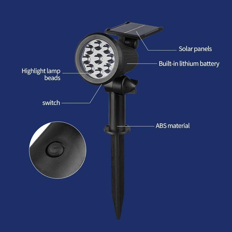 1/2/3/4Pcs Solar Powered 9LED Lamp Adjustable Solar Spotlight In-Ground IP65 Waterproof Landscape Wall Light Outdoor Lighting