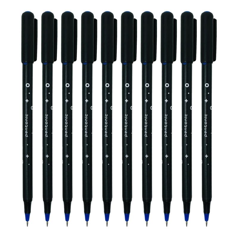 Pentonic Cipher 0.7mm Blue Ink Ball Pen Smooth Writing for Office School Home Use Low Viscosity Ink Pack of 1 X 10PCS