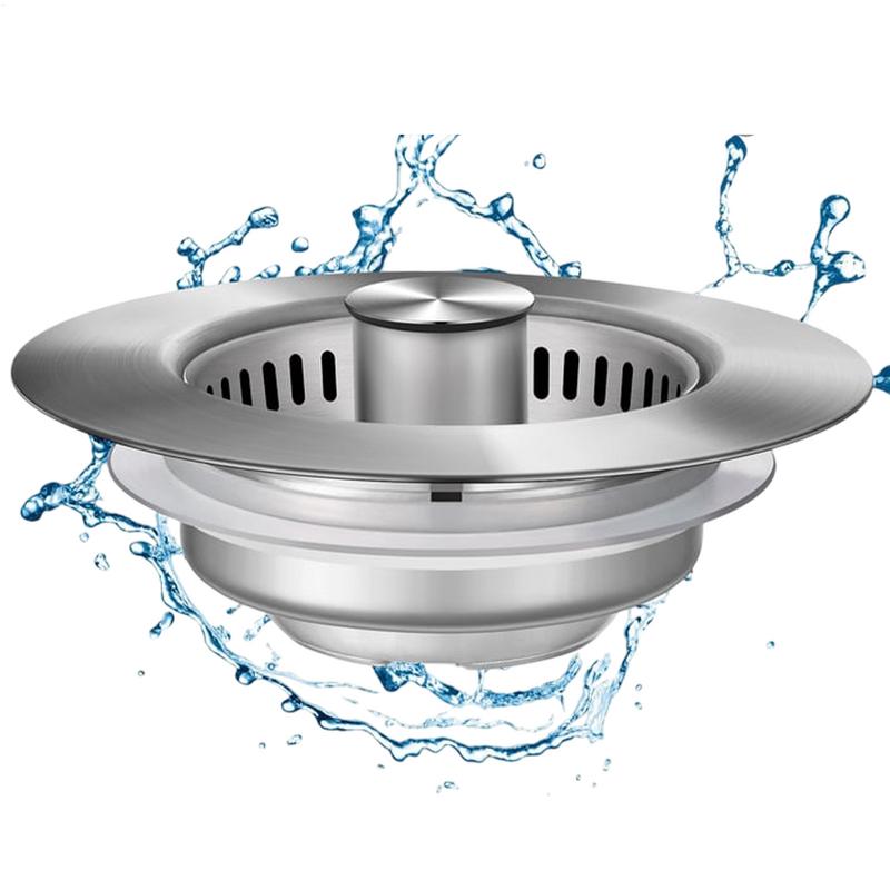 Фильтр для раковины из нержавеющей стали, выдвижная кухонная заглушка для быстрого слива, заглушка для раковины, предотвращающая засорение раковины, корзина для сбора еды