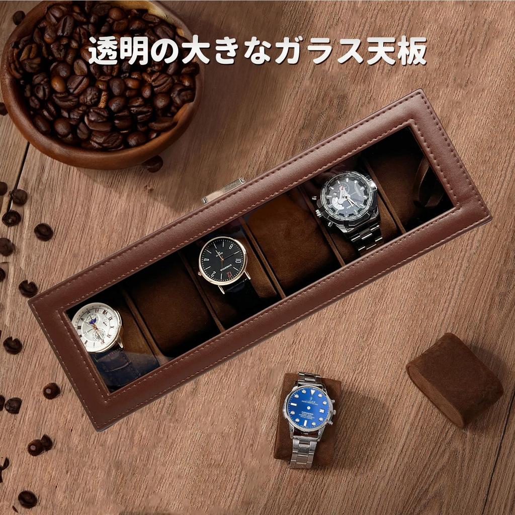 Mocamoro Часы Вмещает 6 Часов Коллекция Роскошных Часов для Подарочный Кейс из Прозрачного Стекла, Часы, Двухъярусная Коробка, Мужские, Топ, Дисплей,