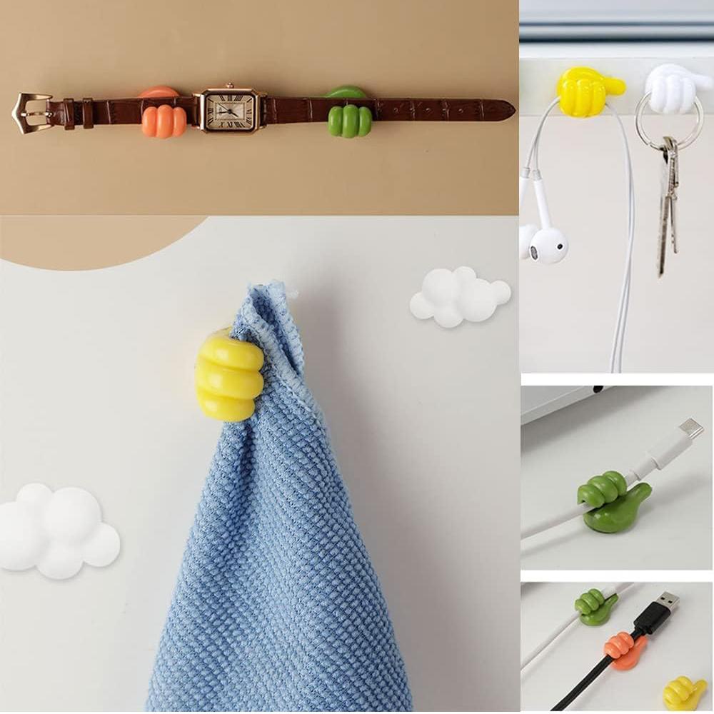 Крючки-большие пальцы Клейкие крючки для дома, офиса, стола, хранения кабелей для передачи данных, ключей 24 шт.