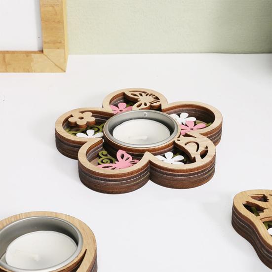 Подсвечник в виде бабочки, резьба по дереву, подставка для свечей в виде сердца, украшение для гостиной, ванной комнаты, центральный элемент стола