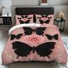 3pcs Pink Floral Butterfly Pattern Duvet Cover Set, 1 Duvet Cover+2 Pillowcases, Coreless. Soft and Comfortable Bedding Set