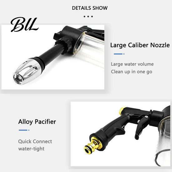 Versatile Garden Hose Nozzle with Foam Cannon, 3 Spray Modes, High-Pressure Car Wash Sprayer Nozzle, Heavy Duty Booster for Washing Outdoor