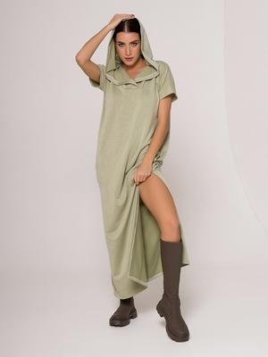 Трикотажное длинное платье с капюшоном ISSA Plus