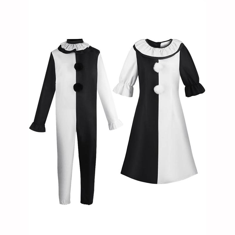 Детский косплей клоуна Взрослый Мужской Женский Платье для вечеринки ужасов Шляпа Маска Клоуны-убийцы Комбинезон Хэллоуин Рождество