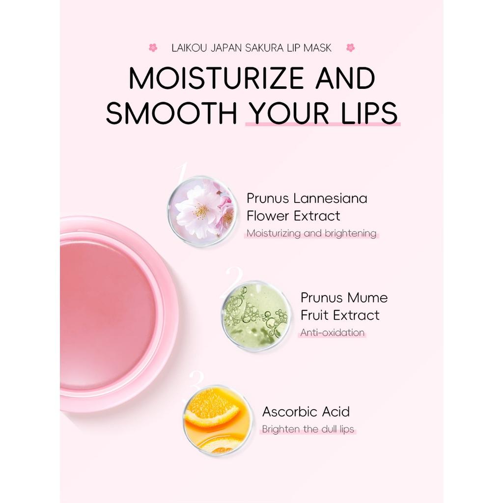 LAIKOU Cherry Blossom Lip Mask 8g Elastic Tender увлажняющая увлажняющая маска для губ