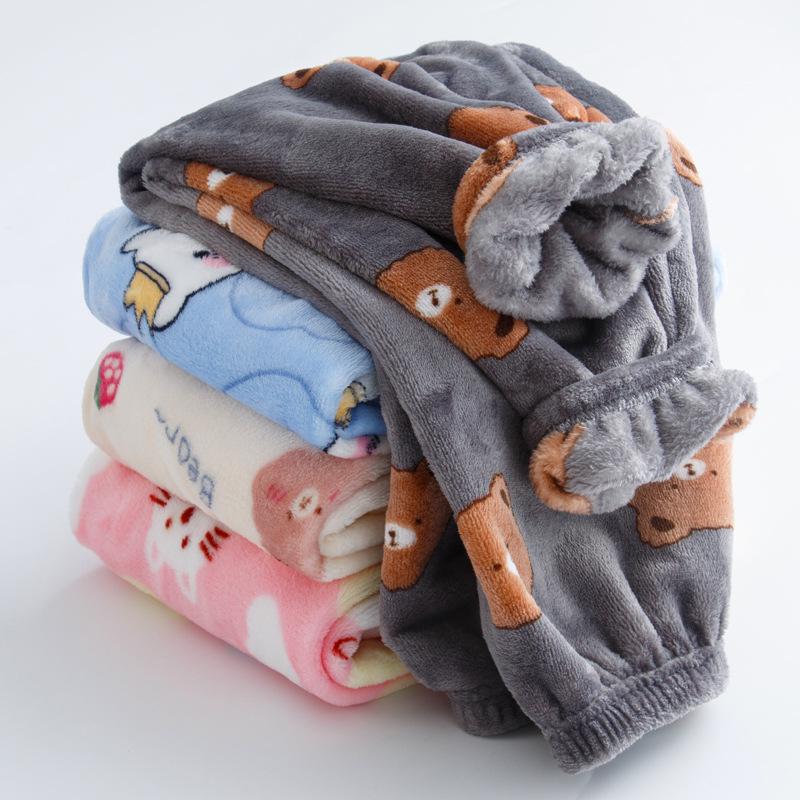 Children's Thickened Flannel Sleep & Lounge Pants - Double-Sided Fleece, Cuffed, Warm Winter Wear