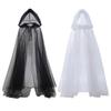 Хэллоуинский марлевый плащ с капюшоном для взрослых, прозрачный сетчатый плащ с капюшоном в полный рост, костюм ведьмы для косплея на ренессансную средневековую вечеринку