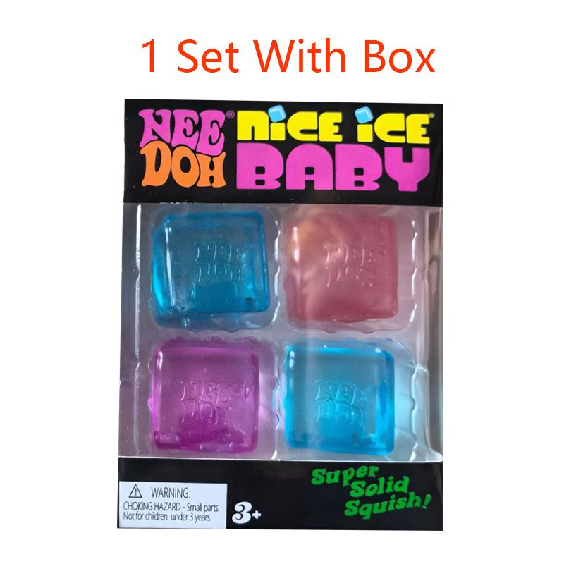 Schyllin Needoh Nice Ice Baby Кубик-антистресс 4 шт. Суперпрочные сжимаемые сенсорные игрушки Нетоксичные сжимаемые игрушки для СДВГ и аутизма Подарок