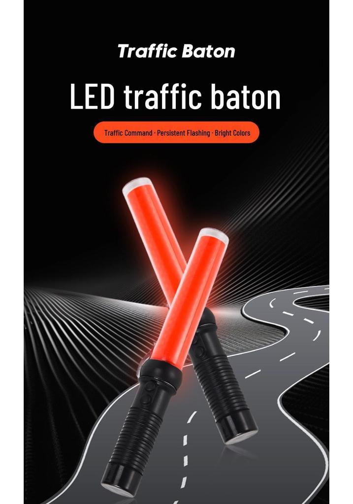 RSL-RW-071 LED Traffic Warning Baton with Reflective Strip and Whistle