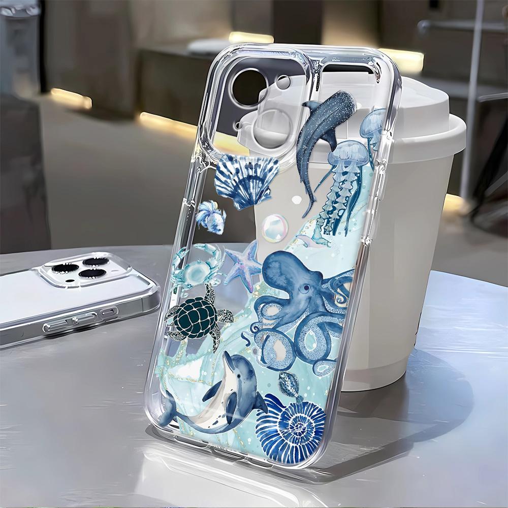 Морской мир Ударопрочный чехол для iPhone 16 Pro Max 15 14 13 12 11 XS X XR 16 Plus Прозрачная бамперная крышка