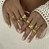 Vintage Gold Color Starfish Shell Rings for Women Stainless Steel Ocean Series Flower Stars Whale Adjustable Finger Ring Jewelry