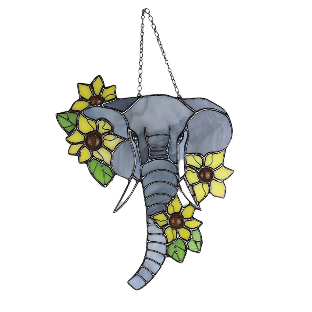 Elephant Sunflowers Window Hanging