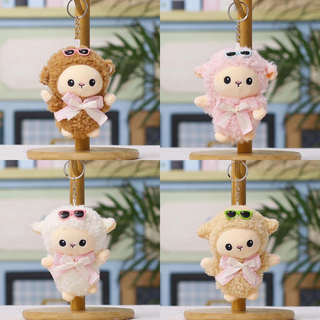 Plush Sheep Keychain With Cartoon Sunglasses And Gift For Kids