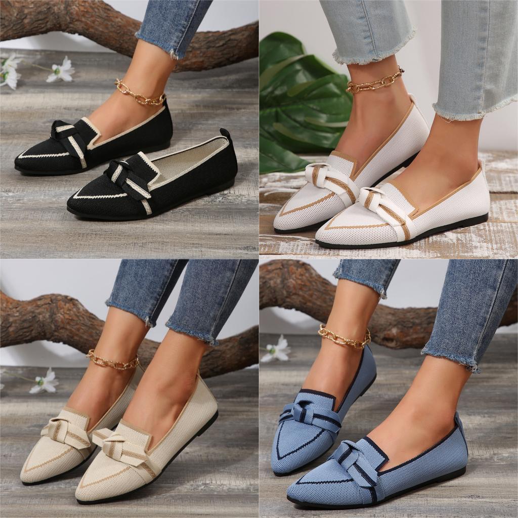 Женские лоферы-балетки с бантом, остроносые, сетчатые, повседневные, удобные для ходьбы, женские, легкие, на шнуровке, на мягкой подошве, балетки, Zapatos De Mujer