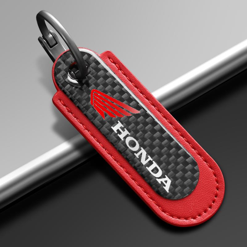 Carbon Fiber Texture Leather Motorcycle Key Chain Ring Keyring For Honda CB400CB650FCBF CBR25ORR CRF SH3O0 NC75O HONDA Accessory MV1
