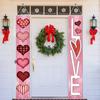 1 пара дверных подвесных украшений на День святого Валентина, вечерние баннеры с ремешком, изысканный узор, легко повесить куплет, дверные занавески, таблички
