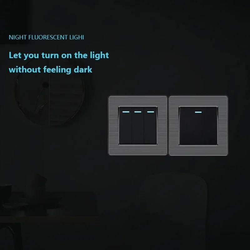 Luxury Brushed Stainless Steel Wall Light Switch,Universal 5pin 18W Type-C Quick Charging outlet,UK Standard Dual USB Socket