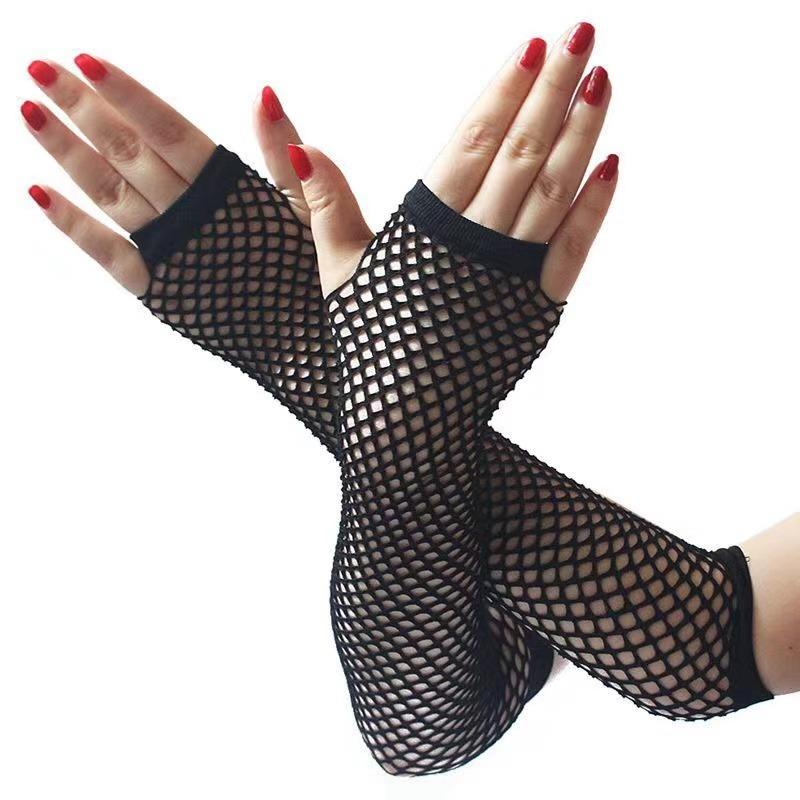 Women Fashion Neon Fishnet Fingerless Long Gloves Leg Arm Cuff Party Wear Fancy Dress for Womens Sexy Beautiful Arm Warmer