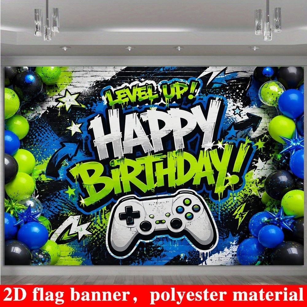 2D Flat Banner, Retro Gaming Backdrop, Graffiti Game Controller, Birthday Parties, Christmas, Halloween, Photobooths