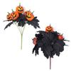 Black Artificial Flowers Bouquet No Fading Simulation Maple Leaf Halloween Pumpkins Branch  Table