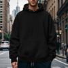Men Hoodie Solid Color Sweatshirt with Hood Large Front Pocket Thickened Warm Pullover for Autumn Winter Street Sports Wear