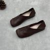 Genuine Leather Single Shoes for Spring and Summer Artistic Square Toe Flat Shoes for Lazy People Soft Cowhide Women's Shoes
