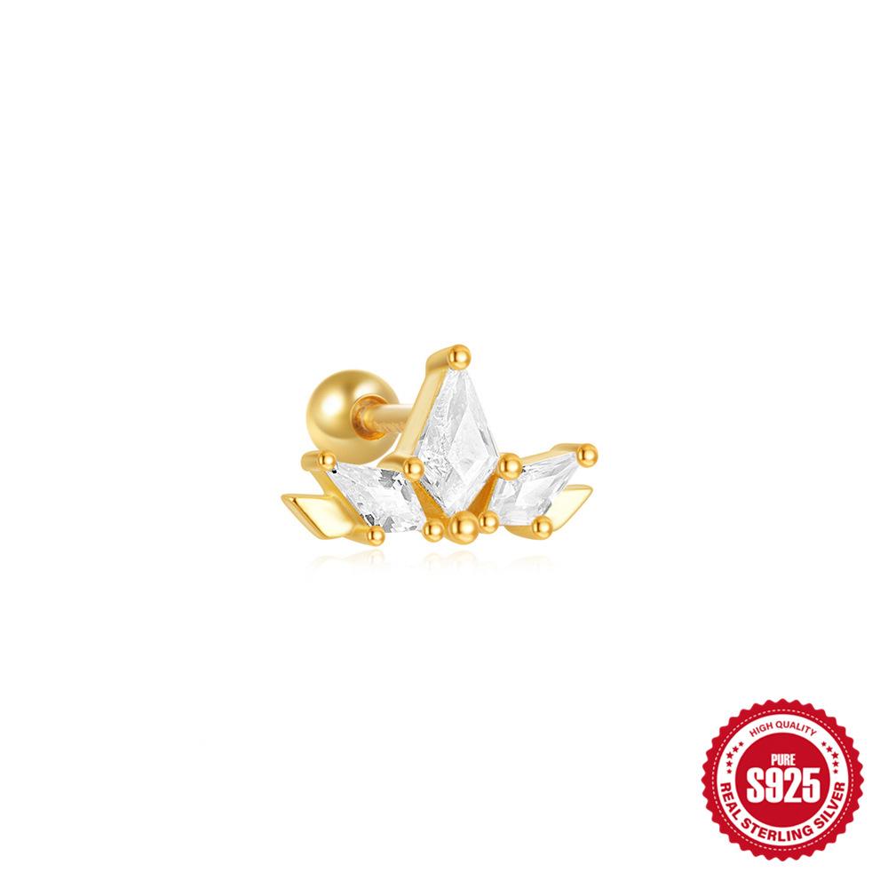 S925 Стерлинговое серебро Глаз дьявола Кошачий глаз Опал Опал Бриллиант Шар Пирсинг Резьбовой Гвоздик для уха Премиум