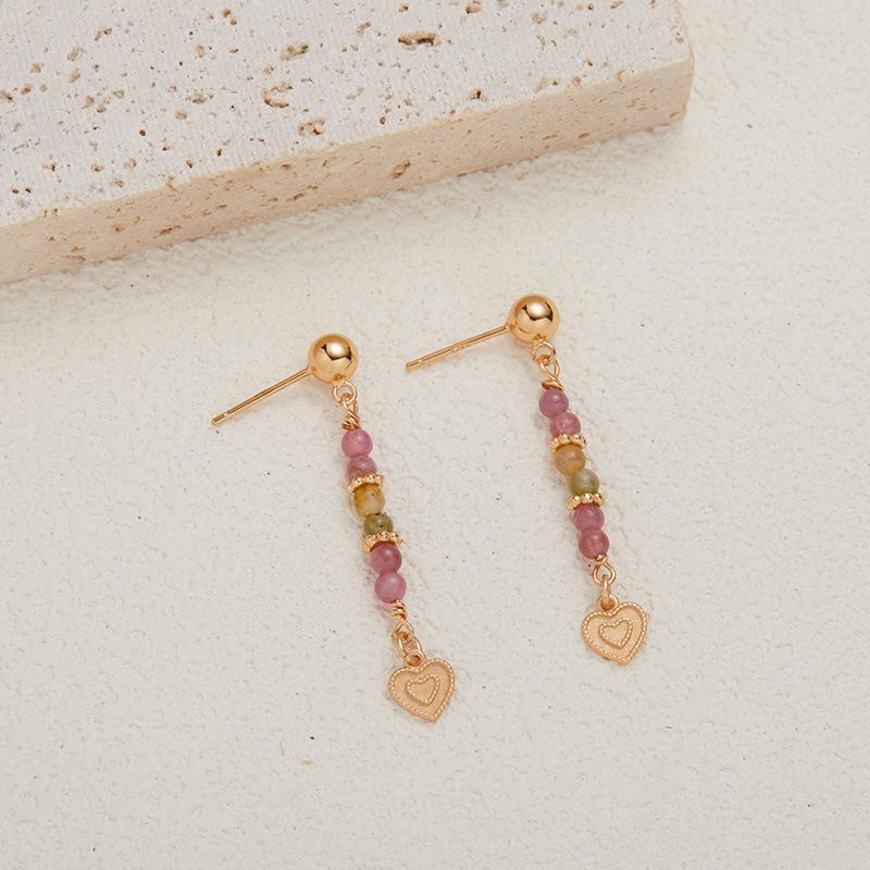 Ожерелье из стерлингового серебра S925 с натуральным цветным турмалином-драгоценным камнем, женская цепочка на ключицу, серьги Xiaohongshu