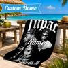 Custom Name Rap Legends Collage Heart In Space Adventure Microfiber Beach Towel, Lightweight for Summer Travel, Swimming Pool Fan Gift