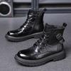 Leather Men's Martin Boots High Top Tooling Boots High Leather Boots Fleece Men's Boots Thermal Casual Boots Men's Boots