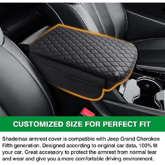 Shademax For Center Console Cover Jeep Grand Cherokee WL -2024 2025 2026 Accessories Armrest Cover Center Console Pad PU Leather Armrest Seat Box
