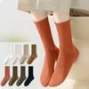 Women's Pure Cotton Mid-calf Socks, Pure Cotton Antibacterial, Deodorizing, Anti-pilling, All-cotton Solid Color, Comfortable