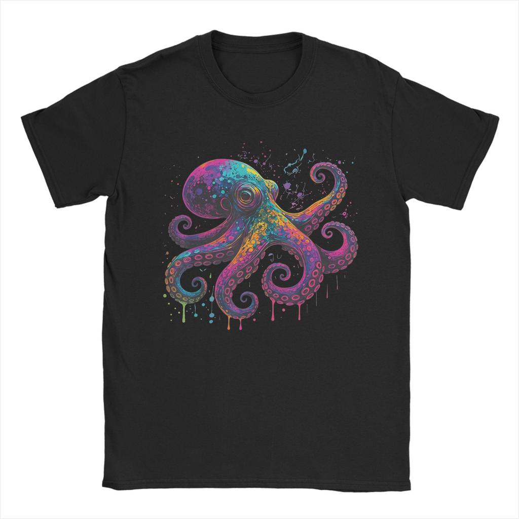 Octopus Wearing Beanie Retro Graphic TShirt Summer Trending TShirts Male 100 Cotton Breathable Plus Size Clothes Vintage
