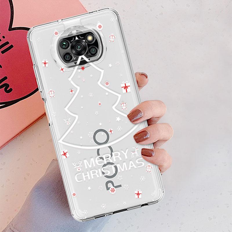 Мягкий чехол для телефона Poco X3 NFC F3 X3 Pro M3 Redmi 9 10 10C 9A 9C K40 Pro F1 10C Note 9S Note 8 Capa Happy Merry Christmas