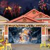 Christmas garage door banner - Durable polyester, easy to hang, winter snow and polar bear design, festive party decorat