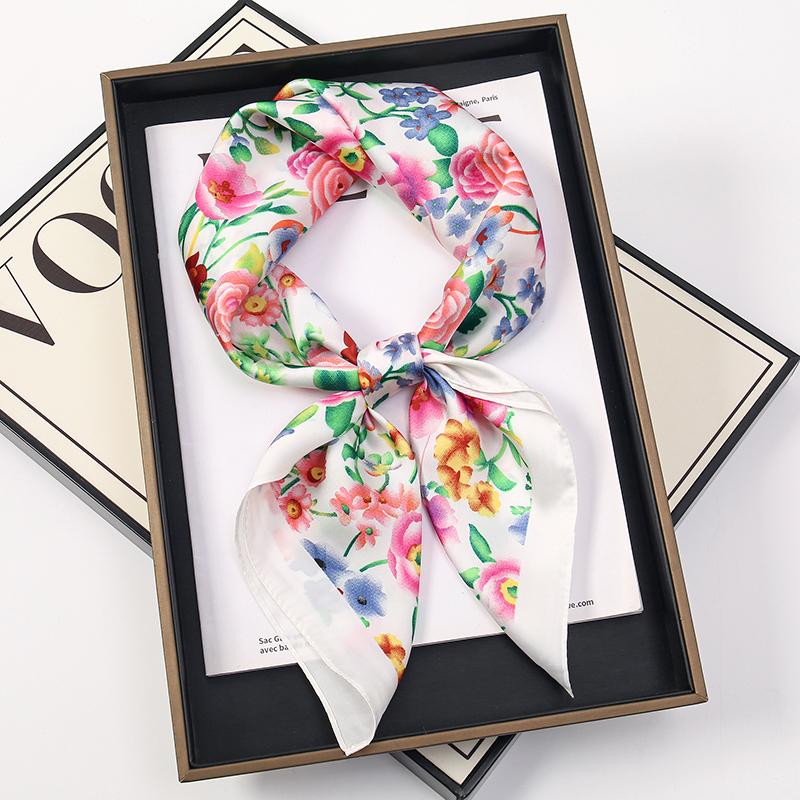 2024 Luxury Square Silk Scarf for Women Hijab Hair Bands Neckerchief Female Satin Shawl Ribbon Headband Fashion Wraps Bandana