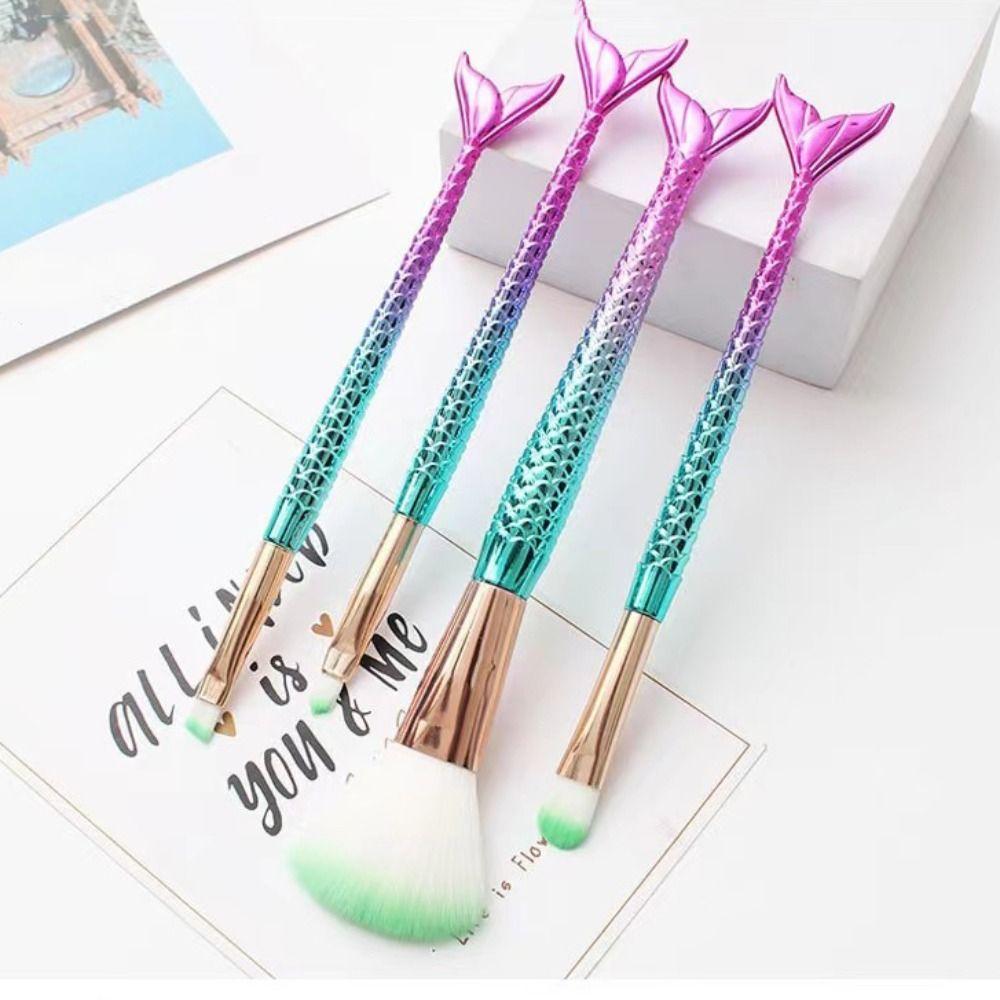4pcs/set Soft Fiber Mermaid makeup brush Eye Shadow Brush Cosmetic Brush Kit Women