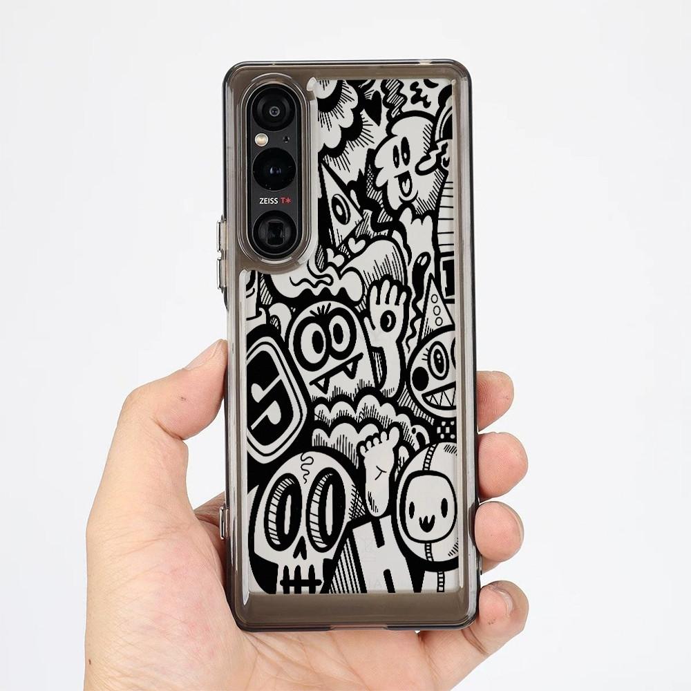 """Граффити""" Жесткий прозрачный чехол для телефона для Sony Xperia 1 V VI VII VIII Xperia 5 V Xperia 10 V VI VII / Ударопрочный чехол Sony"""