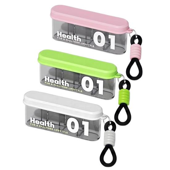 Portable Pill Box 4 Compartments Transparent Pill Case Travel Pill Organizer Tablet Dispenser with Slider Lock