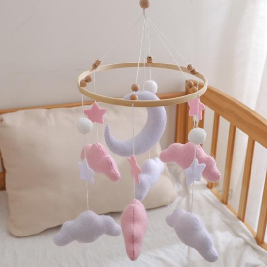 Детский облачный мобиль для кроватки, ручной работы, из фетра, декор для детской комнаты со звездами, луной, мягкая подвесная игрушка для коляски, подарок для мальчиков и девочек